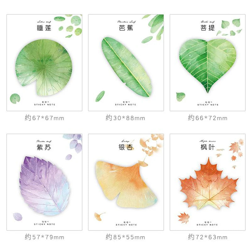 30 sheets Kawaii Memo Pad Bookmarks Creative leaves Sticky Notes  Posted It Planner Stationery School Supplies Paper Stickers