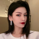 Cuba Bling Rhinestone Drop Earrings Exaggerated Long Chain Tassel Dangle Earrings for Women Retro Punk Club Party Jewelry