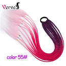 Synthetic 24 inch Ponytail Hairpiece With Rubber Band Hair Ring Chignon Crochet Braid Hair Ponytail Hair Extension Pink,Rainbow