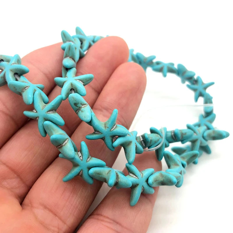 11 Multicolor Round Starfish Skull Heart Howlite Flower Peace Cross Natural Turquoises Loose Seed Beads For Jewelry Making DIY