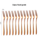 6/12PCS Fruit Forks Mini Food Pick Children Kids Lunch Box Cocktail Stainless Steel Cake Dessert Sushi Snack Sticks Picker