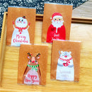 25pcs Christmas Gift Bag Drawstring Packaging Candy Cookie Nougat Packing Bags For Home New Year Xmas Santa Presents Decorations