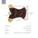 Elinfant Umweltfreundliche Windel Verstellbare Wiederverwendbare Kaffee-Mesh-Windeltasche Passend für 3kg~15kg Babynappy LABS Hose Wasserdicht Pul