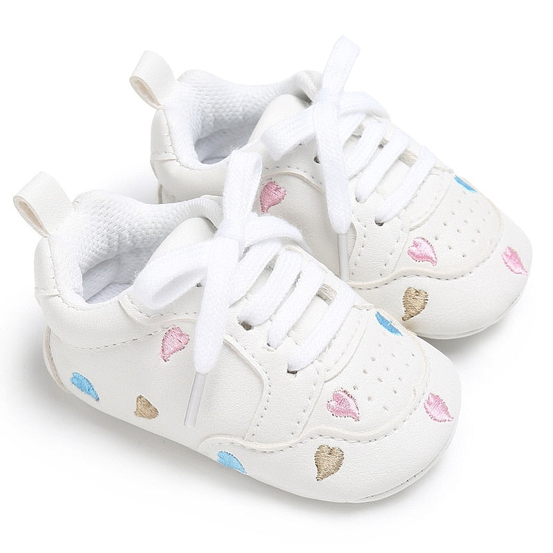 Newborn Print Heart Star Baby Sneaker PU Leather Baby Boys Girls First Walkers Soft Sole Infant Toddler Baby Shoes For 0-18M