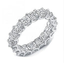2023 New Arrivals Luxury Princess Emerald Cut 925 Sterling Silver Eternity Band Ring for Wedding Women Party Gift Jewelry