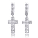 TOPGRILLZ Cubic Zirconia Bling Iced Cross Earring Gold Silver Color Copper Material Earrings for Men Women Hip Hop Rock Jewelry