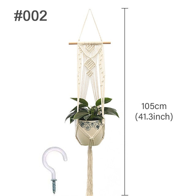 HUIRAN Flower Pot Net Bag Braided Vintage Decor Macrame Plant Hanger Hanging Flower Pot Decorative Hanging Baskets for Plants