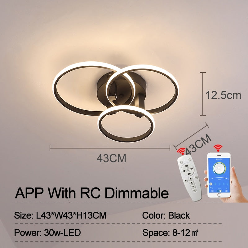 Smart Home Alexa Modern Led Chandelier Lamp RC Dimmable APP Circle Rings For Living Room Bedroom Ceiling Chandelier Fixtures