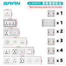 SRAN Wall Light switch 2gang 1/2way 16A 86mm*86mm white/black/gold/gray flame retardant pc panel with  iron plate rocker switch