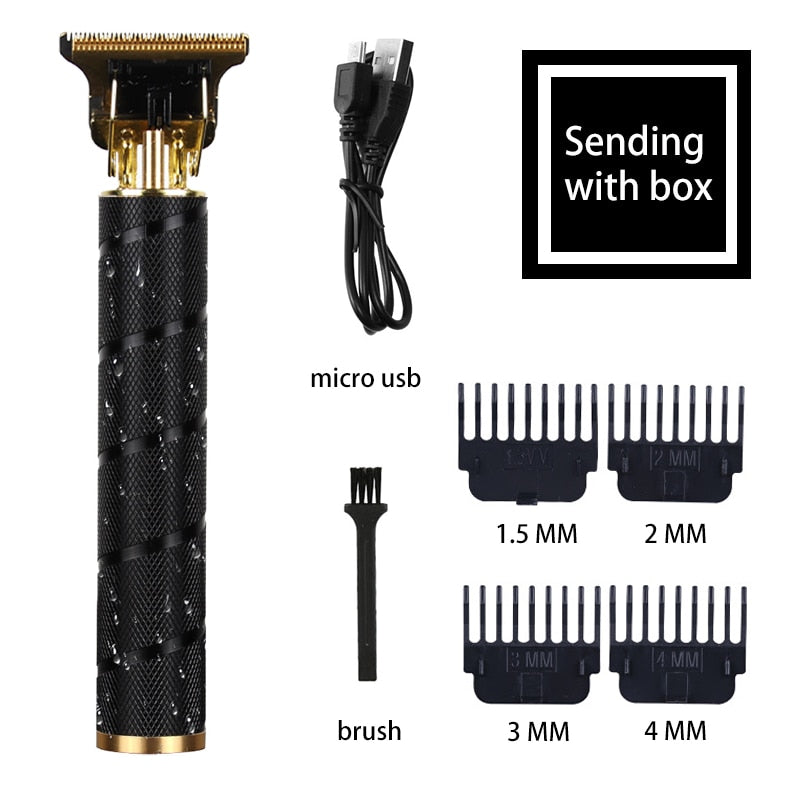 The new USB charging hair clipper, men's electric shaving machine, metal stripes push scissors,Hair trimming tool