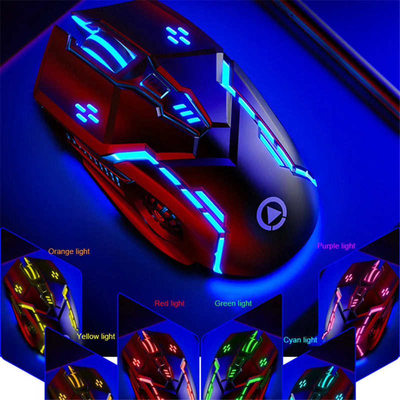 Gaming Mouse Wired Mute Mouse Gamer Mice 6Button Luminous  USB Computer Mouse for  Computer PC Laptop Gaming