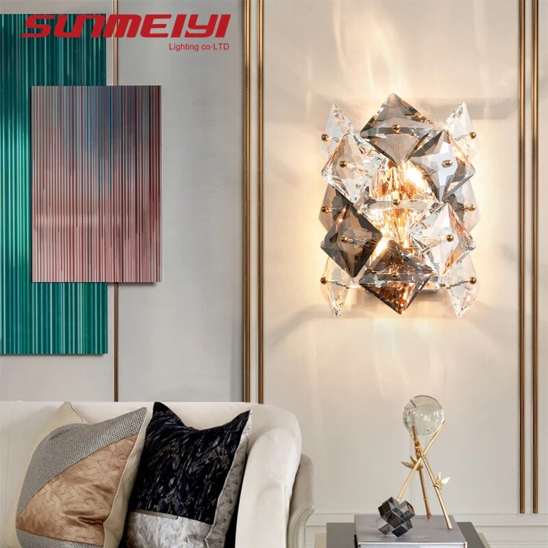 Nordic Led Wall Sconce Lamps For Living Dining Room Bedroom Crystal Bedside Indoor Lighting Home Deco applique murale intérieur