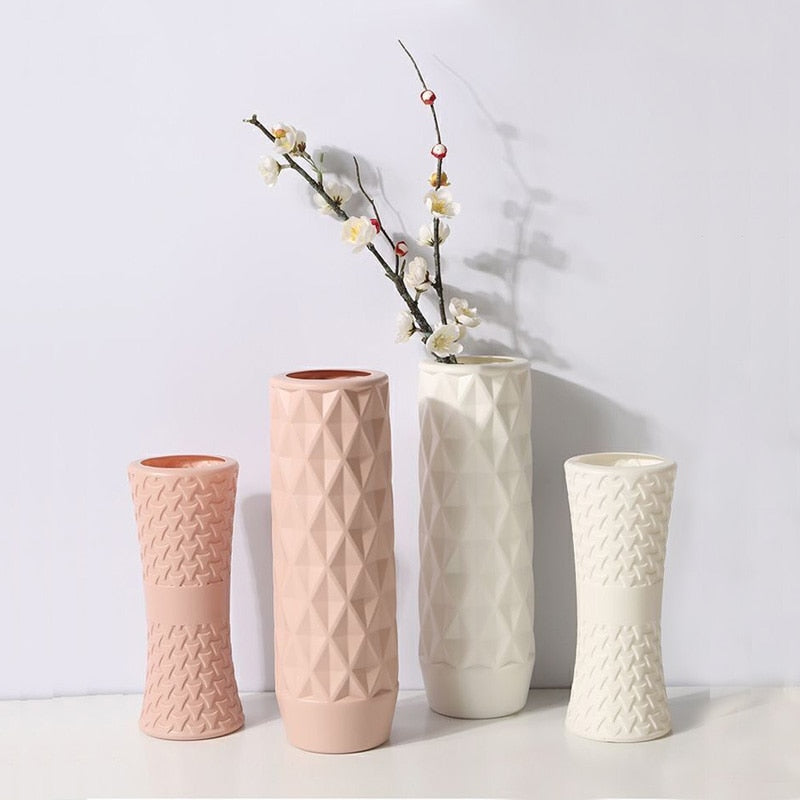 Plastic Vase European Style Home Decoration Vase Anti-ceramic Plastic Unbreakable Wedding Dried Flowers Hydroponic Plants