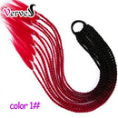 Synthetic 24 inch Ponytail Hairpiece With Rubber Band Hair Ring Chignon Crochet Braid Hair Ponytail Hair Extension Pink,Rainbow
