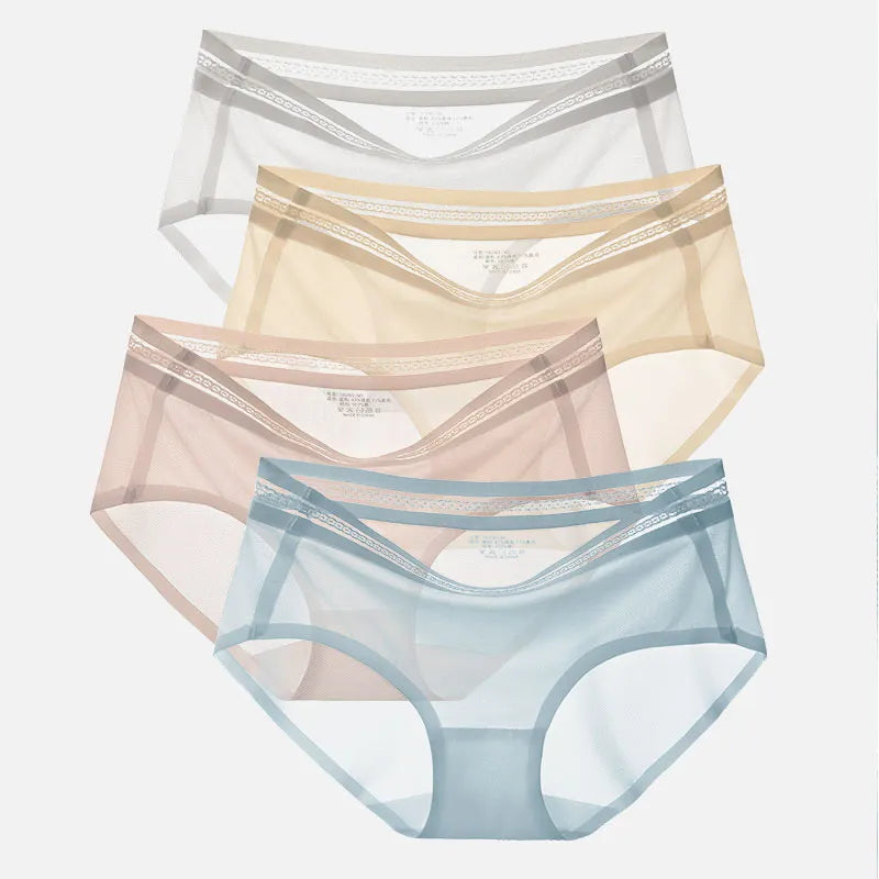 3Pcs/lot Summer Ice Silk Seamless Underwear Women's Panties Cotton Crotch Girl Triangle Shorts Ultra-Thin & Breathable Lingerie