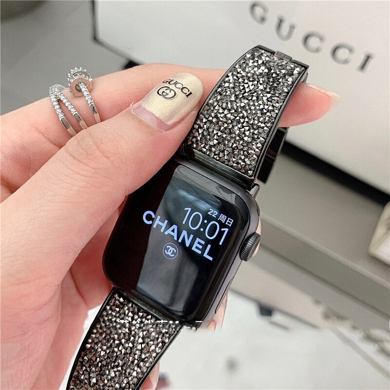 Suitable for Apple Watch metal strap 40mm 44mm 38mm 42mm fashion diamond wristband Iwatch 654321SE men and women wristband