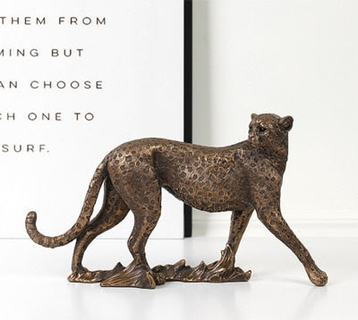 ERMAKOVA European Vintage Panther Statue Animal Figurine Leopard Jaguar Sculpture Home Living Room Office Decoration Gift