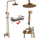 Rainfall Bathroom Shower Set Brass Antique Shower Mixers with Handshower Single Handle Wall Mounted Shower Faucet Tap