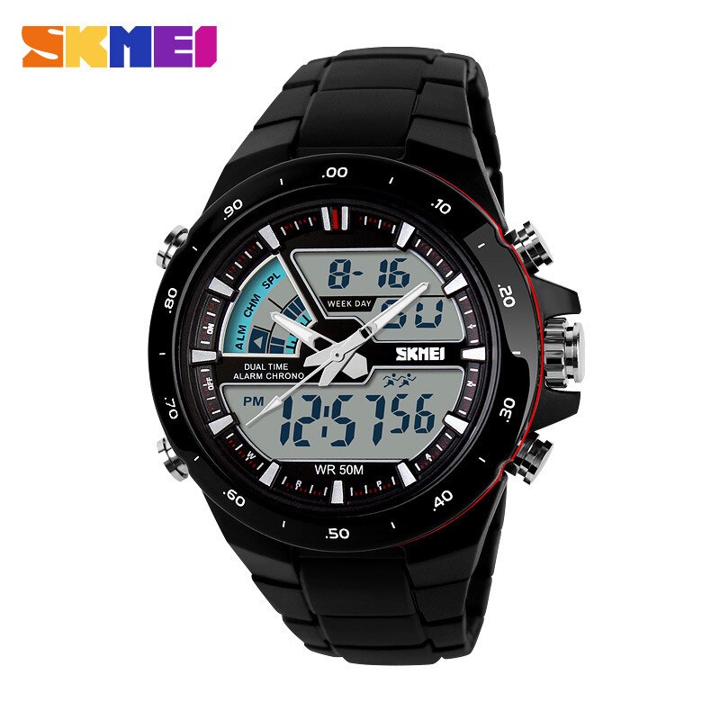 SKMEI 1016 Brand Sport Watch for Men 5Bar Waterproof Stopwatch Dual Display Wristwatches Men&