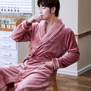 Liebhaber Korallenfleece Robe Herbst Winter Warme Schlafanzug Frauen Männer Verdicken Flanell Bademantel Lounge Nachthemd Hauskleidung Übergröße