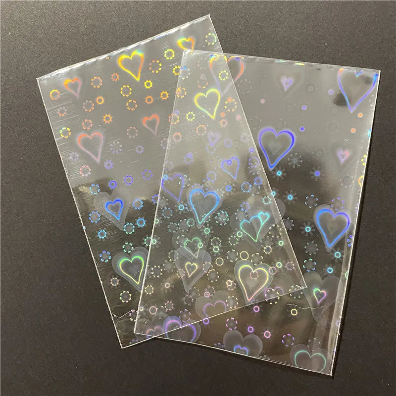 50pcs/Lot Heart-shaped Foil Laser Top Loading Sleeves For PKM YGO Board Game Cards Photo Kpop Protector Shield Cover