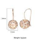 Cut Out Ball Earrings For Women Girls 585 Rose Gold Color Woman Zircon Dangle Earrings Wedding Party Exquisite Jewelry Gifts