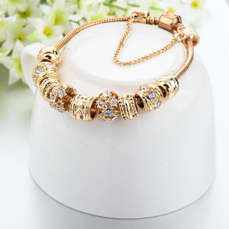 2020 Wholesale INS gold flower bead Bracelets&amp;Bangles For Women Pulseira Feminina Charm Crystal Jewelry Trendy Bracelet BT200303