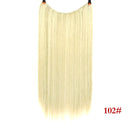 Allaosify 22 inches Clip on Wire Fish Line Hair Extensions Secret Invisible Wire One Piece for Ombre Hair Synthetic Hairpiece