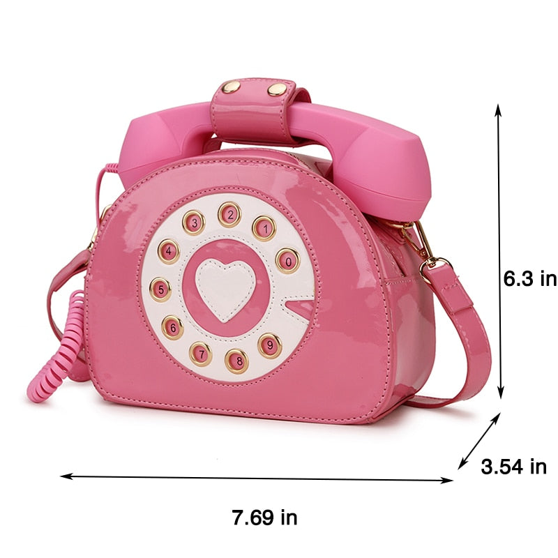 Telephone Shape Purses and Handbags for Women Fashion Pink Shoulder Bag Novel Designer Brand Crossbody Bag Top-Handle Totes 2021