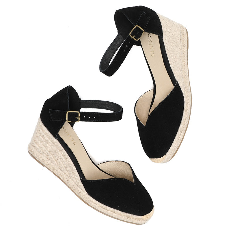 2021 5-9cm Sandalias Mujer Promotion Genuine Ankle-wrap Sandals Sapatos Mulher Wedge Heel Shoes For Closed Toe Wedges Ladies