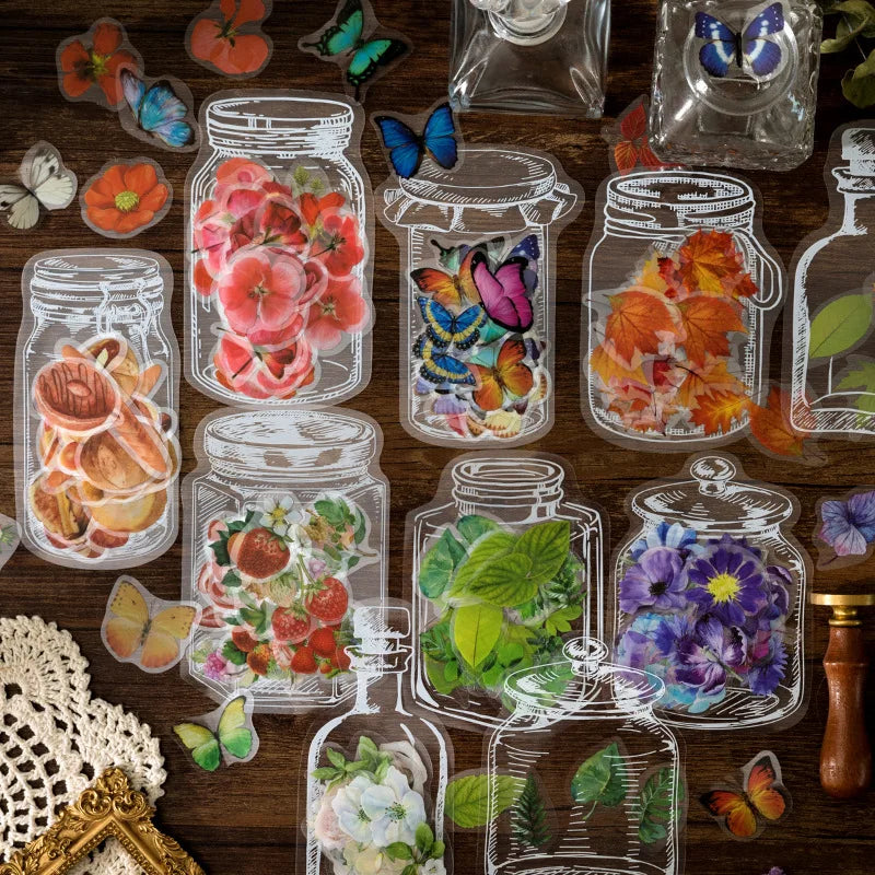 Mengtai 35pcs Flower leaf bread in a bottle Decorative Stickers Scrapbooking diy Label Diary Stationery Album Journal Planner