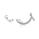 BAMOER Stern-Komet-Asymmetrie-Ohrstecker für Frauen Klarer Zirkonia Helle Meteor-Ohrstecker 925 Sterling Silber Schmuck Femme BSE087