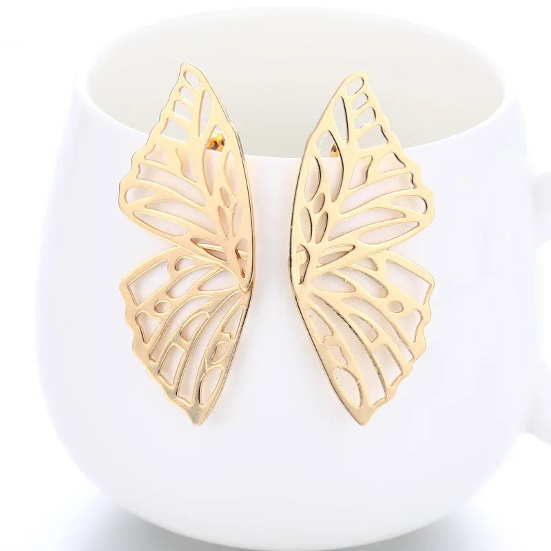 Lost Lady Large Hollow Metal Butterfly Stud Earrings for Women Large Statement Earrings Wholesale Jewelry Female Bijoux Gifts