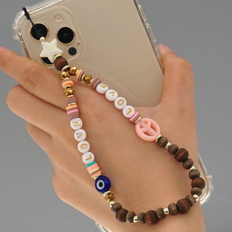 Easter Mobile Strap Phone Charm Beads Heishi Clay Beaded Phone Chain Evil Eye Telephone Jewelry For Women Anti-Lost Lanyard