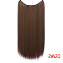 Allaosify 22 inches Clip on Wire Fish Line Hair Extensions Secret Invisible Wire One Piece for Ombre Hair Synthetic Hairpiece