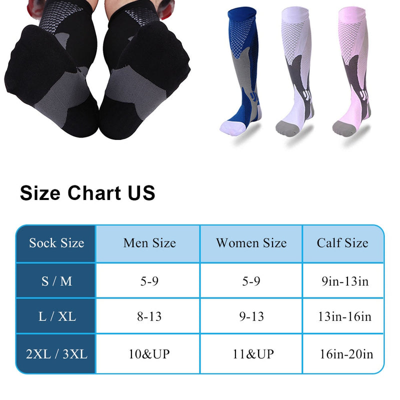 Leg Support Stretch Compression Socks Men Women Running Athletic Medical Pregnancy Travel Football Breathable Adult Sports Socks