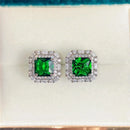Huitan Vintage Green CZ Stud Earrings for Lady Dance Party Luxury Ear Accessories Anniversary Birthday Gift Women's Jewelry Hot