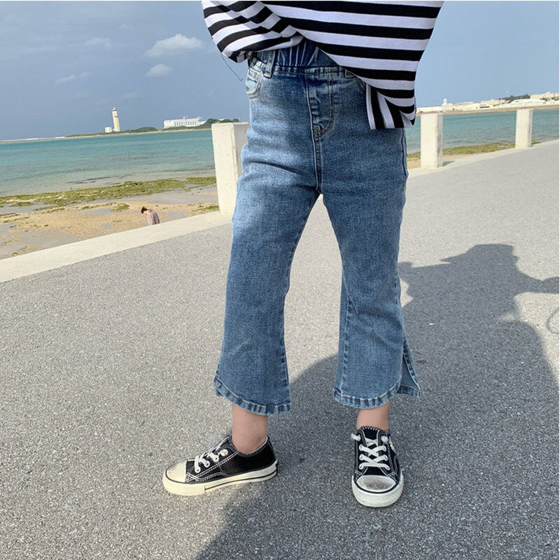 2-7T Jeans For Girls Elegant Bow Cute Denim Pants Sweet Bowknot Stretch Lovely Spring Child Trousers Toddler Kid Baby Steetwear