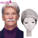 Amir Synthetic Men' Wigs Brown Short Straight Grey Hair Wigs Black Blonde Wig for Men Brown Gray Wig Natural wave