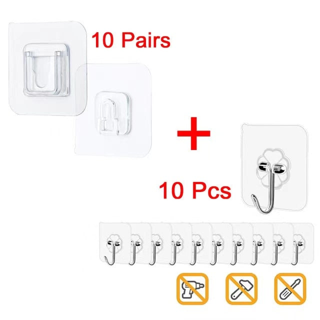 10/20/100PCS Hook Double-Sided Adhesive Wall Hooks Hanger Strong Transparent Suction Cup Hang Tool For Kitchen  klevende haken