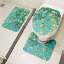 Toilet Mat Set 3D Van Gogh Oil Painting Sunflower Starry Night Floor Rugs Bathroom Shower Flannel Non-Slip Carpet Toilet Cushion