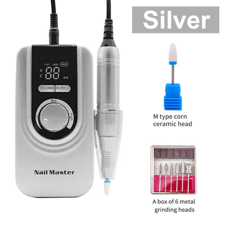 Portable Rechargeable Electric Nail Drill Machine 35000rpm Professional Manicure Drill Machine Art Ceramic Nail Drill Bits 803