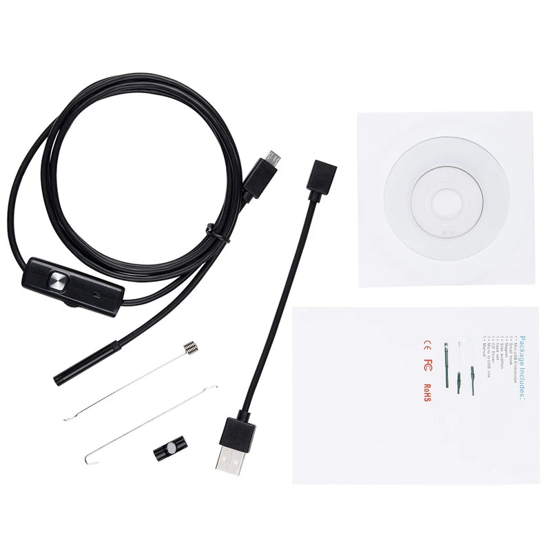 5.5 MM Endoscope Camera 6 LEDs Adjustable IP67 Waterproof USB Android Flexible Inspection Borescope Cameras for Phone PC