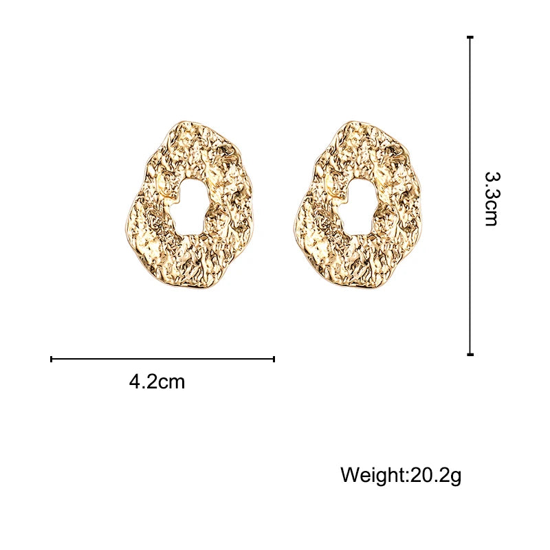 AENSOA 2021 New Geometric Irregular Drop Earrings for Women Unique Design Exaggerated Gold Color Hollow Metal Earrings Oorbellen