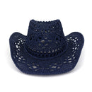 BUTTERMERE Stroh Sommerhut Damen Sonnenhut Handgestrickt Western Cowboy Cowgirl Hut Hohl Khaki Damen Herren Unisex Sonnenhut