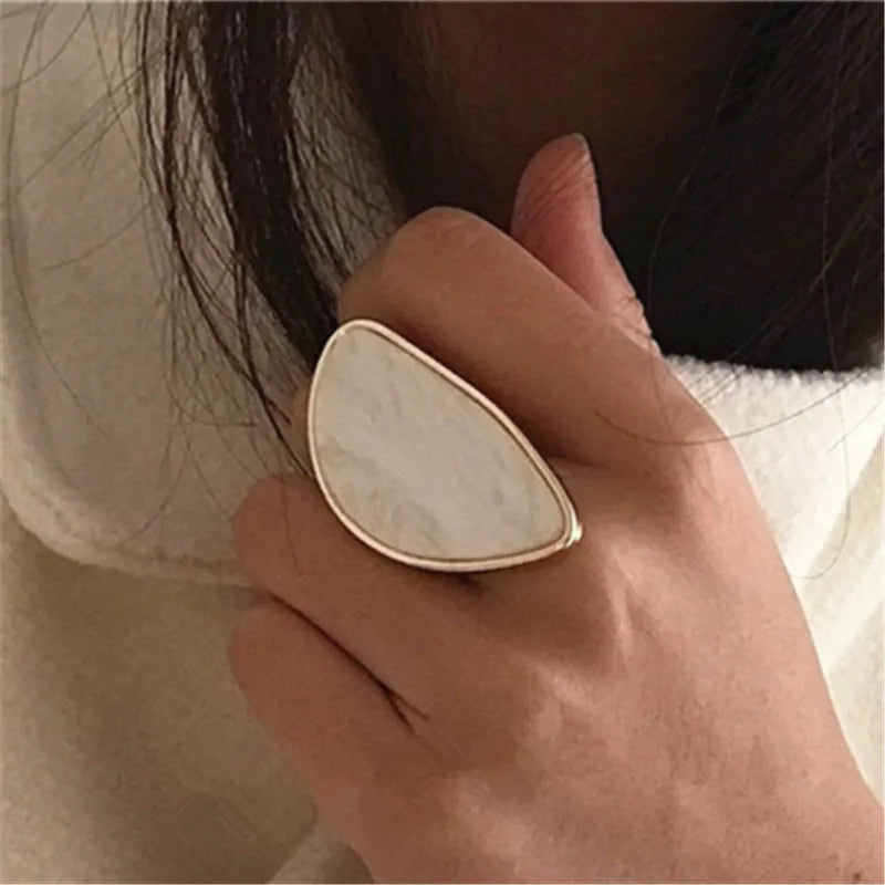 FNIO Fashion Woman Rings Acetate Plate The Adjustable Ring Oval Acrylic Resin Geometry Rings Trendy Geometric Wedding Bands Ring