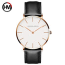 Hannah Martin Hochwertige Roségold Zifferblatt Uhr Herren Leder Wasserdichte Armbanduhr Damen Kleid Mode Japan Quarzwerk Saat