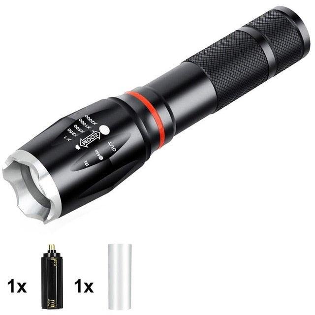 LED 8000 Lumens T6 Handheld Tactical Flashlight  COB Lantern Magnetic 6 Modes Water Resistant For Telescopic Focusing Work Light