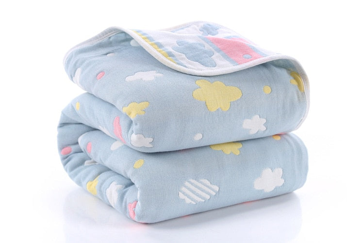 90*100cm Soft Breathable Cotton Baby Blanket for Newborn 6 Layers Muslin Gauze Growth Baby Quilt Newborn Baby Bath Swaddle Wrap