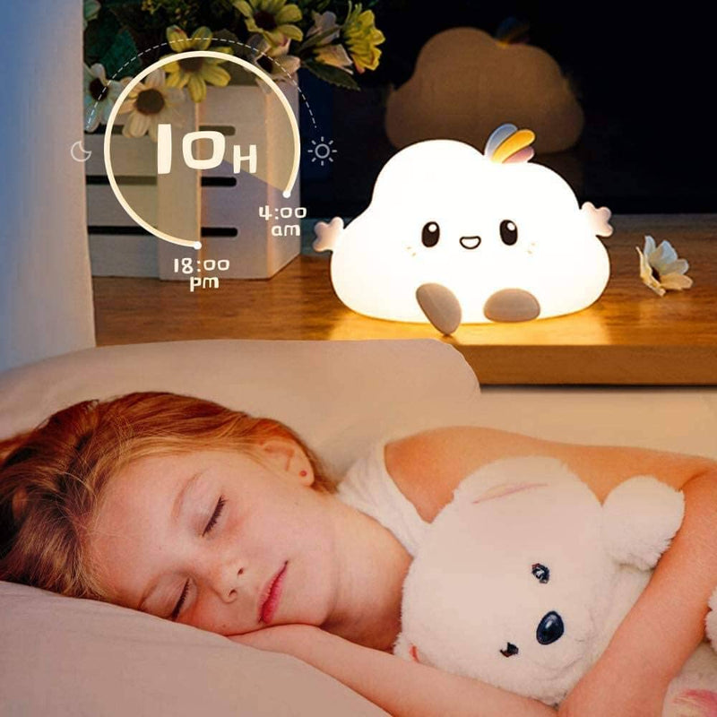 Cloud Kids Night Light Soft Silicone Portable Baby Girls Nursery Toddler Lamp Remote Control LED Nightlight for Children Babies